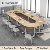 Table de réunion de conférence moderne pliable et mobile pour 8 personnes en bois massif léger et métal pour bureau ou salle de conférence