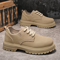 Chaussures habillées décontractées pour hommes, style britannique, marron, à lacets, semelle souple, durables, à bout large, doublure en cuir microfibre