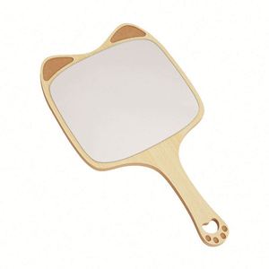 Miroir de poche personnalisé avec logo, naturel, avec poignée, mignon, pour le rasage, simple face, portable, cadeaux promotionnels de voyage - Product Image 3
