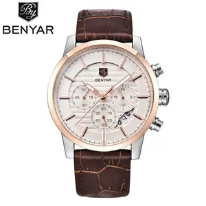 Benyar-Relojes de pulsera analógicos para hombre, con diseño único, carcasa de aleación, segundo cronógrafo, a la moda, 5104