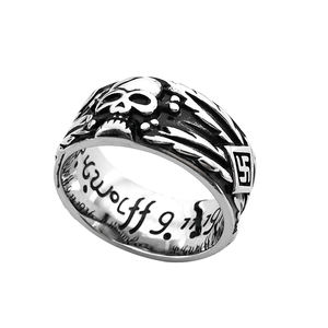 Anelli di gioielli di moda personalizzati all'ingrosso anelli di teschio del diavolo da uomo con testa di fantasma in acciaio inossidabile antico - Product Image 2