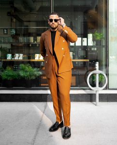 Ensembles de blazers, costumes de <span class=keywords><strong>mariage</strong></span> pour hommes, tenues 2 pièces, coupe ajustée, costume orange à double boutonnage, <span class=keywords><strong>grande</strong></span> <span class=keywords><strong>taille</strong></span>, smoking homme, robe élégante - Product Image 5
