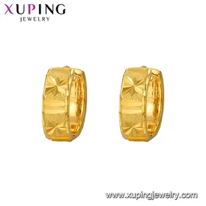 E-212 Xuping Tembaga Desain Thailand Perhiasan 24K Berlapis Emas Anting-Anting Hoop untuk Wanita