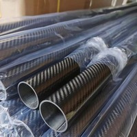 Tubo de Fibra de Carbono de Alta Resistencia de 50 mm de Diámetro Exterior, 3 mm de Espesor de Pared, 1500 mm de Longitud, Enrollado en Rollo, Tubo de Carbono 3K para Rodillos Industriales