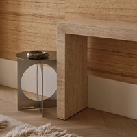 Table console en marbre travertin Cammy Stone - Design moderne multifonctionnel pour salon, chambre à coucher, bureau