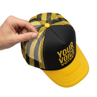 Gorra de béisbol de espuma tipo camionero de 5 paneles con estampado, parte trasera de malla completa, corona alta, visera curva y cierre snapback para campaña promocional. Gorras.