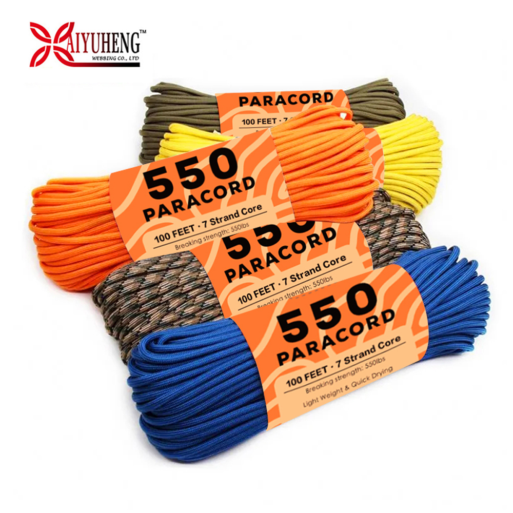 الجملة Paracord 550 Paracord في المظلة الحبل الحبل حبل مل المواصفات النوع الثالث 7 ستراند 100Ft تسلق التخييم بقاء المعدات