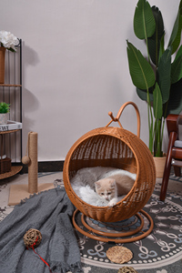 Sedia Amaca in Rattan Sintetico da Esterno con Supporto, Cuccia per Piccoli Animali come Criceti, Cani, Conigli e Gatti - Product Image 4