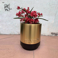 BLVE nouveau Design moderne hôtel décoration intérieure Pots de fleurs en métal couleur or boîtes à fleurs en acier inoxydable