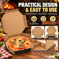 Boîte à pizza en carton ondulé personnalisée, imprimée en couleur, avec design pliable intégré - Anti-graisse, certifiée FDA et écologique