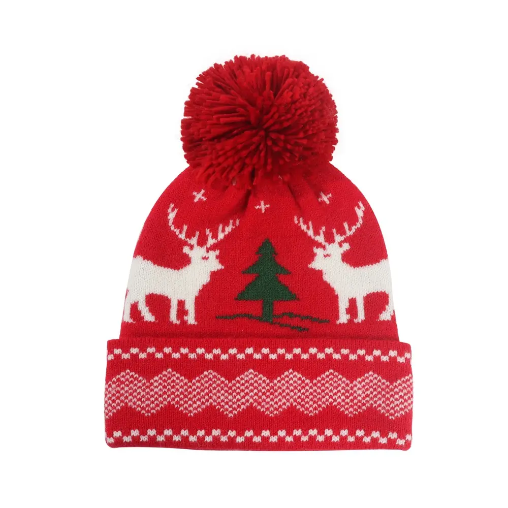 Venta al por mayor Sombrero de Navidad Bufanda Conjunto de punto Sombreros cálidos Sombrero de decoración de Navidad