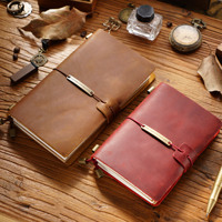 Carnet de notes vintage en cuir PU fait main, carnet de croquis unique de style antique, journal de voyage à bords festonnés en cuir souple Hunter