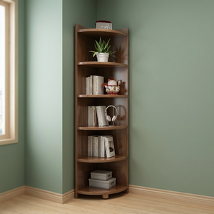 Modern Wood <b>Corner</b> Bookshelf 5-Tier With Back Panel Space Saving <b>Storage</b> <b>Unit</b> For Bedroom Home Furniture - Product Image 3