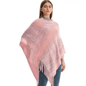 Wholesale Ladies Luxury Designer Fleece Tartan Blanket Poncho With Tassels Women Winter Warm Pashmina Wraps Shawls Cashmere Cape
