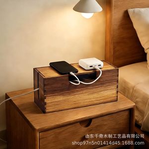 Organizador de Cables de Escritorio de Madera, Tipo Rectangular, para Almacenamiento de Router, Gestión de Cables de Datos, Multifuncional para el Hogar - Product Image 4