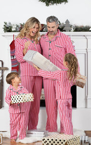 Pigiami Coordinati per Famiglia con Colletto Rovesciato, Maniche Lunghe, Stile Casual a Righe con Bottoni per Donne, Uomini, Bambini, Neonati e Animali Domestici - Product Image 3