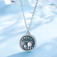 925 Sterling Silver Memory Two Elephant Keepsake Crémation Cendres Urne Colliers Cercueil Bijoux