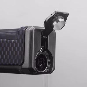 بيع بالجملة معدن قابل للنفخ أربعة مستقيم تدفق متعدد الوظائف ولاعة سيجار شفافة نافذة غاز البوتان ولاعة غاز محمولة - Product Image 3