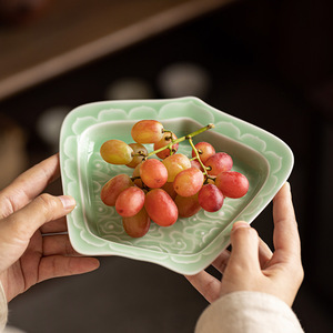 Chinese <b>Ceramic</b> Irregular Fruit <b>Plate</b> Handmade For Afternoon Tea Dehua Origin First Class Quality - Product Image 4