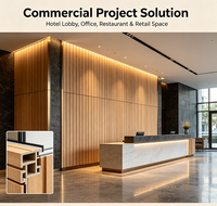 Panel Dinding Modern WPC Motif Kayu Beralur OEM, Tahan Api dan Tahan Air, Cocok untuk Lobi Hotel, Restoran, dan Ruang Tamu Rumah Tangga