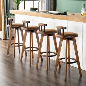 Tabouret haut de bar moderne et simple Tabourets hauts Chaises de bar pour la maison Chaises de bar de style européen Chaises hautes de réception en <span class=keywords><strong>bois</strong></span> - Product Image 3