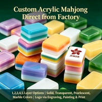Jeu de Mahjong américain orné de pierres précieuses, tuiles en acrylique à facettes 4 couches avec impression UV pour l'échecs, les cartes et le divertissement
