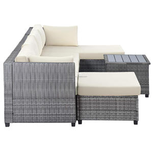 Conjunto de sofá seccional de mimbre de 7 piezas para patio - Muebles de jardín de mimbre de ratán para exteriores, conjunto de sofá esquinero con cojines - Product Image 3