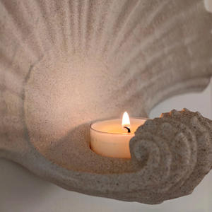 Portavelas y Lámpara de Pared de Concha de Arenisca de Mármol Natural, Decoración Boho Costera, Luz de Mesa/Pared de Doble Uso - Product Image 3