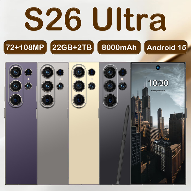 2026 Hot Selling S26 Ultra Android Smartphone 22GB+2TB Huge Storage 6.9" Display Multi-Language OS