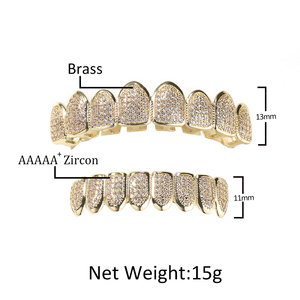 <span class=keywords><strong>Grillz</strong></span> per i denti Hip Hop gioielli oro <span class=keywords><strong>Grillz</strong></span> decorazione del corpo di Halloween gioielli denti in ottone zircone gioielli Set - Product Image 3