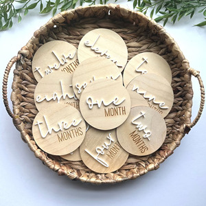 Tùy chỉnh Milestone đĩa bé Milestone Thẻ bé tắm quà tặng sơ sinh ảnh Prop 3D bằng gỗ Milestone thẻ - Product Image 1