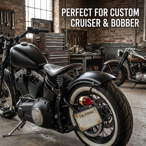 复古铁制摩托车车牌架尾灯支架适用于 <span class=keywords><strong>Cruiser</strong></span> Chopper Bobber 改装零件黑色镀铬 - Product Image 5