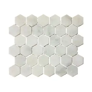 White Marble Mosaic Tiles Grey Veins Modern Design Direct Factory Professional For Kitchen Bathroom Floor Wall Decoration