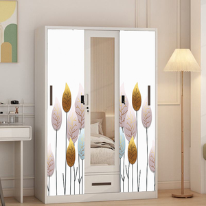 Armoire en acier durable avec <span class=keywords><strong>porte</strong></span> <span class=keywords><strong>coulissante</strong></span> et tiroir avec <span class=keywords><strong>miroir</strong></span> pour la chambre à coucher - Product Image 6