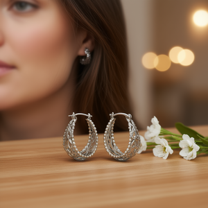 Orecchini a Cerchio Vintage in Argento Tibetano per Donne, Gioielli Placcati Argento Antico per Feste, Orecchini Pendenti alla Moda - Product Image 2