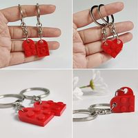 Porte-clés Cœur d'Amour, Lot de 2 Pièces, Blocs de Construction en Briques Acryliques, Puzzle DIY pour Couples, Anniversaires de Petit Ami et Petite Amie