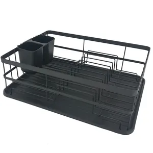 Keuken zwarte hoge kwaliteit coating Schotel droogrek bekerhouder schotel hoek rack (AWK130)