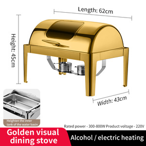 Chất lượng cao hình chữ nhật khách sạn thép không gỉ 201 tự chọn chafing món ăn với hình ảnh cử<span class=keywords><strong>a</strong></span> sổ - Product Image 6