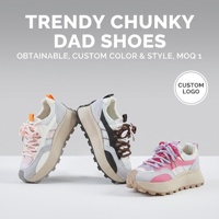 Baskets robustes à plateforme épaisse à semelle dentelée pour femme, avec lacets épais en corde, en maille respirante, style 'Dad Shoes' pour le trail, MOQ 1