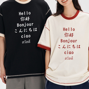 T-Shirt Ringer Personalizzata con <span class=keywords><strong>Logo</strong></span>, 100% Cotone, 250GSM, Girocollo Unisex, Maglietta Ringer da Uomo - Product Image 5