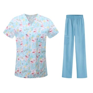 Conjuntos de Uniformes Médicos Unisex de Algodón Tejido con Estampado Personalizado y Diseño de Camiseta con Dibujos Animados - Product Image 3