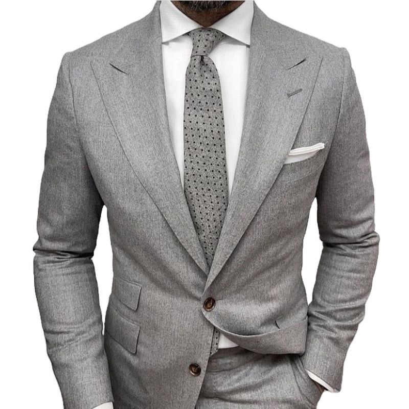 Light Gray Customized (Blazer+Pants) Men's Suit Pieces Slim Fit