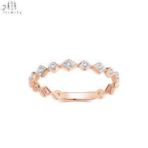 Anillo de Media Eternidad Apilable de Oro Rosa Sólido de 18K con Diamantes Naturales Reales, Diseño Moderno y de Moda, Regalo de Aniversario de Bodas para Mujer - Product Image 2