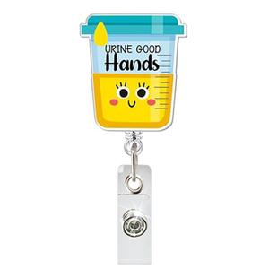 Porte-badge rétractable en acrylique brillant et mignon, vente en gros, personnalisable, avec dos plat en acrylique pailleté pour porte-badges, breloque rétractable pour infirmière - Product Image 2