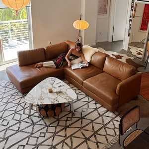 Canapé de salon <span class=keywords><strong>en</strong></span> forme de <span class=keywords><strong>L</strong></span>, design moderne, cuir orange de haute qualité, meubles de salon modernes de haute qualité - Product Image 2