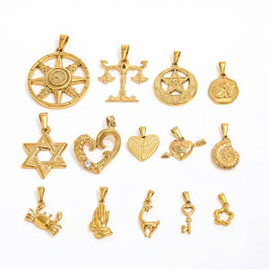 Ciondolo Trendy in Acciaio Inossidabile Placcato Oro 18k PVD, Design Conchiglia, Stella Ottagonale, Angelo, Bilancia per Collane di Gioielli alla Moda - Product Image 1