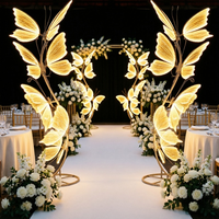 Arche lumineuse LED personnalisée en forme de papillon, grand format, lumière chaude, pour mariage, salle de réception, hôtel, restaurant, événements, décoration