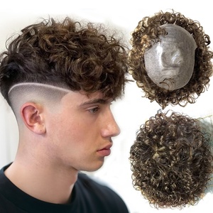 100% capelli umani protesi <span class=keywords><strong>parrucca</strong></span> da <span class=keywords><strong>uomo</strong></span> 5 #006 PU base riccia onda marrone indiano sistema di capelli da <span class=keywords><strong>uomo</strong></span> parrucchino sostitutivo parrucchino per <span class=keywords><strong>uomo</strong></span> - Product Image 1