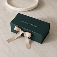 Boîte d'emballage haut de gamme en forme de livre, estampée à chaud avec le nom de la marque et ruban nœud papillon pour coffret cadeau de parfum