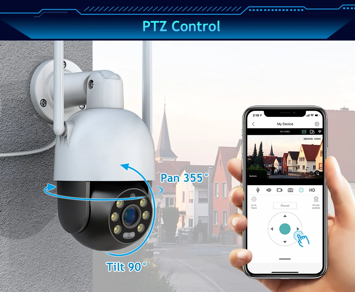 PTZ WIFI-IP AI kamera - White